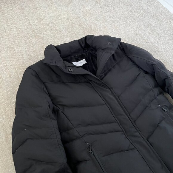 Calvin Klein Duck Down Black Short Winter Puffer Coat M - Picture 3 of 11